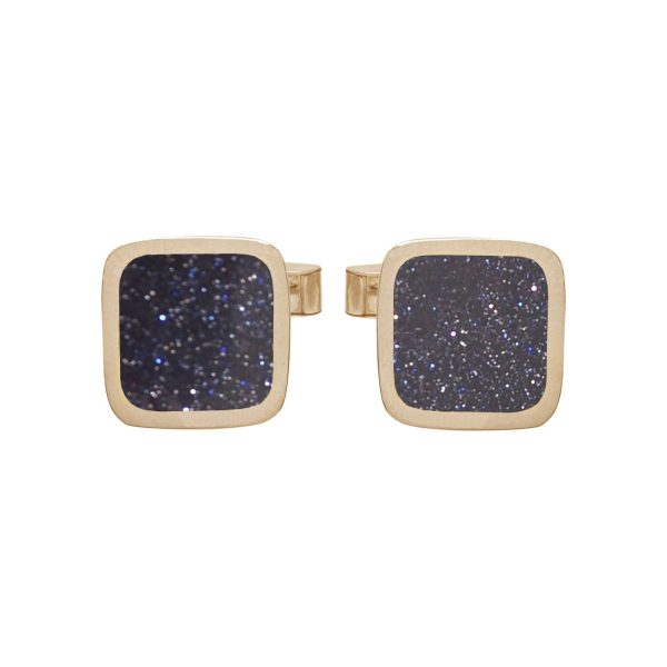 Yellow Gold Blue Goldstone Square Cufflinks