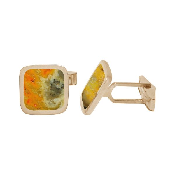 Yellow Gold Bumblebee Jasper Square Cufflinks