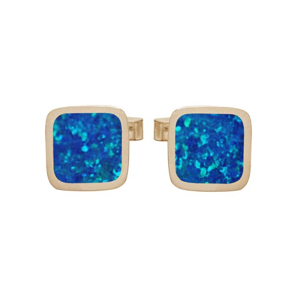 Yellow Gold Cobalt Blue Square Cufflinks