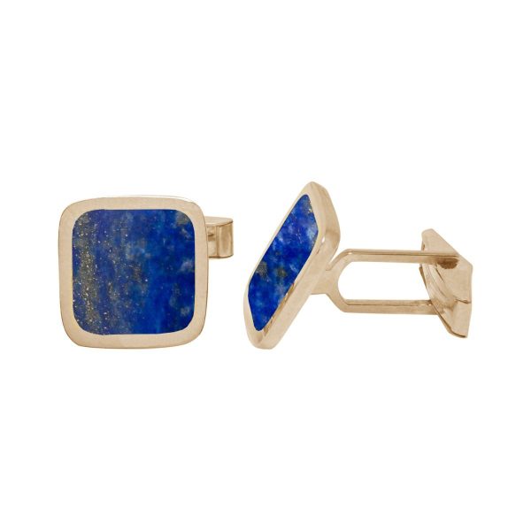 Yellow Gold Lapis Square Cufflinks