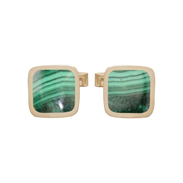 Yellow Gold Malachite Square Cufflinks