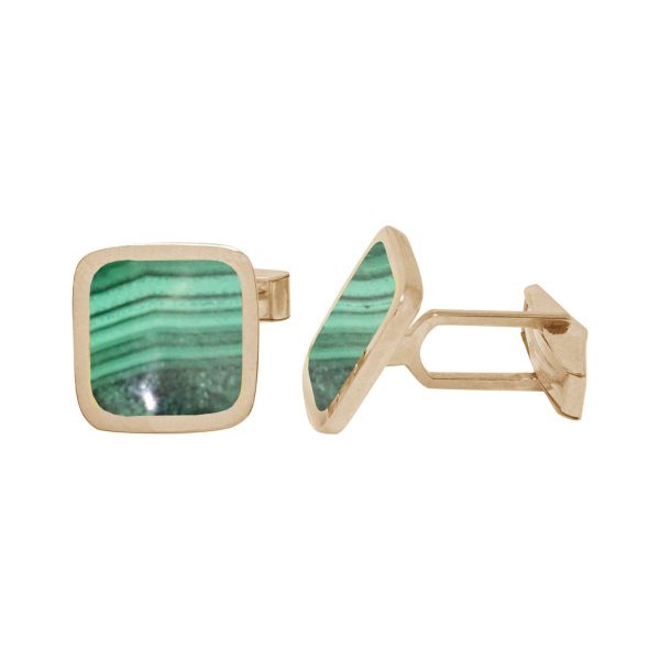 Yellow Gold Malachite Square Cufflinks