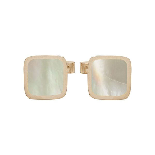 Yellow Gold Mother of Pearl Square Cufflinks