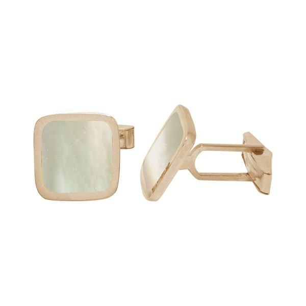 Yellow Gold Mother of Pearl Square Cufflinks