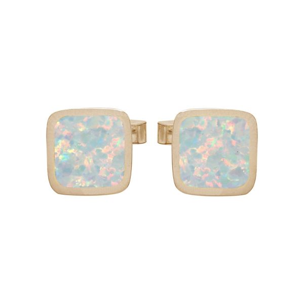 Yellow Gold Opalite Sun Ice Square Cufflinks