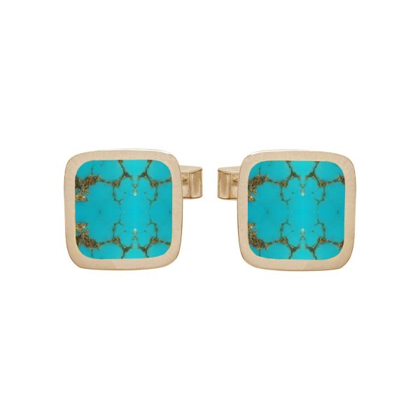 Yellow Gold Turquoise Square Cufflinks