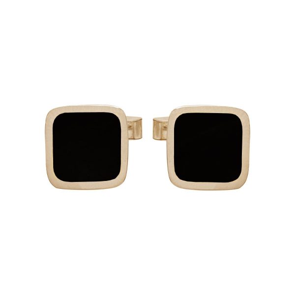 Yellow Gold Whitby Jet Square Cufflinks