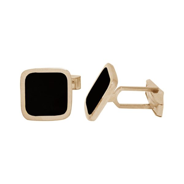 Yellow Gold Whitby Jet Square Cufflinks