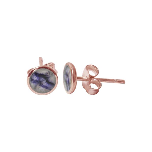 Rose Gold Blue John Round Stud Earrings