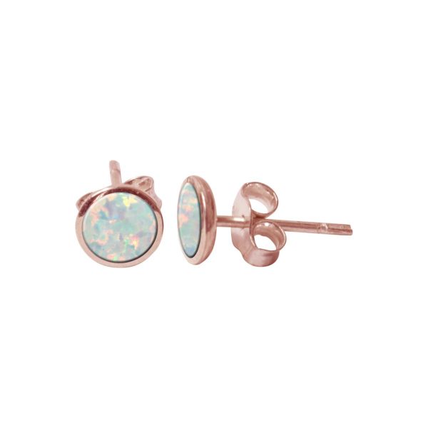 Rose Gold Sun Ice Oplaite Round Stud Earrings