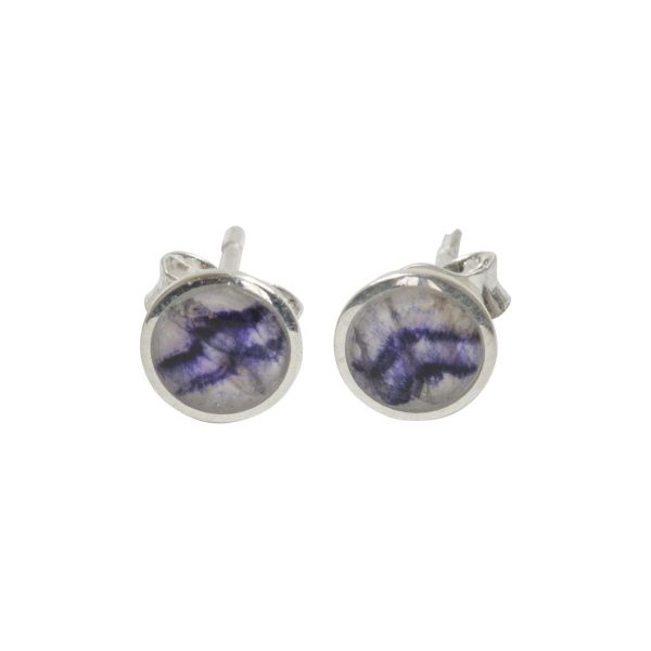 Silver Round Blue John Stud Earrings