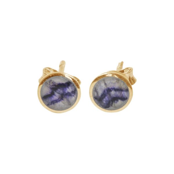 Yellow Gold Blue John Round Stud Earrings