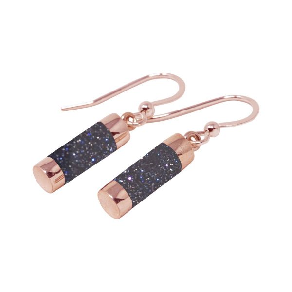 Rose Gold Blue Goldstone Drop Earrings