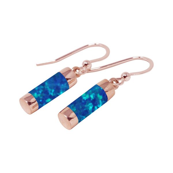 Rose Gold Opalite Cobalt Blue Drop Earrings