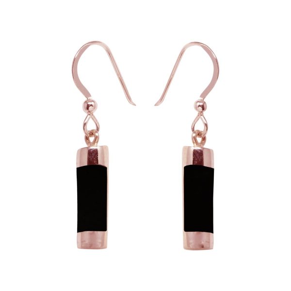 Rose Gold Whitby Jet Drop Earrings