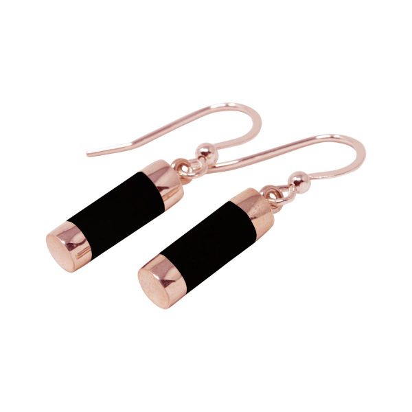 Rose Gold Whitby Jet Drop Earrings