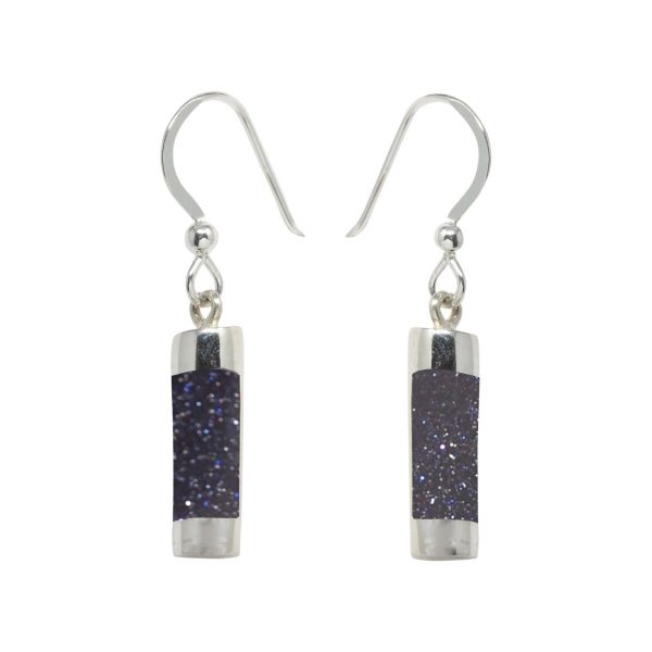 Silver Blue Goldstone Drop Earrings