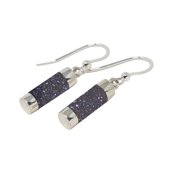 Silver Blue Goldstone Drop Earrings