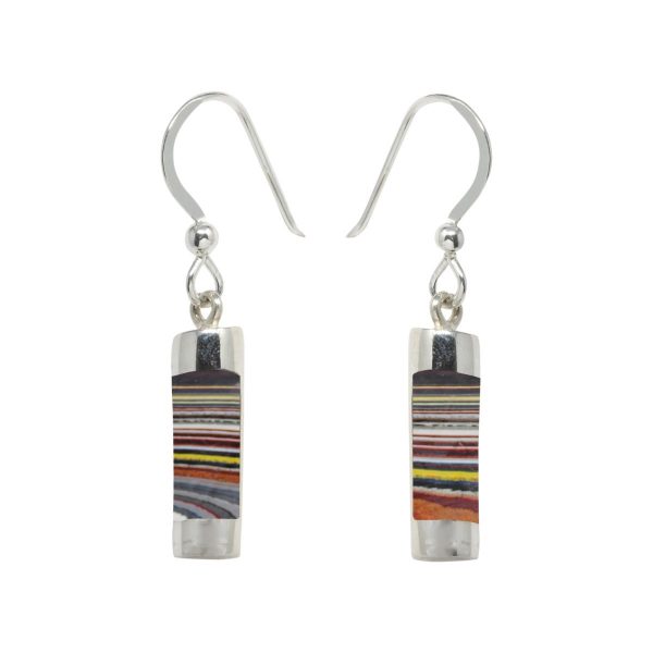 Silver Fordite Drop Earrings