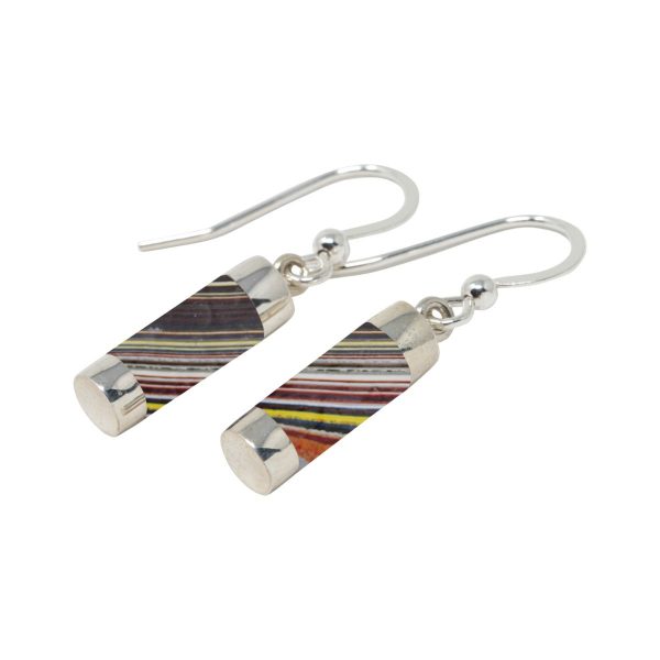 Silver Fordite Drop Earrings