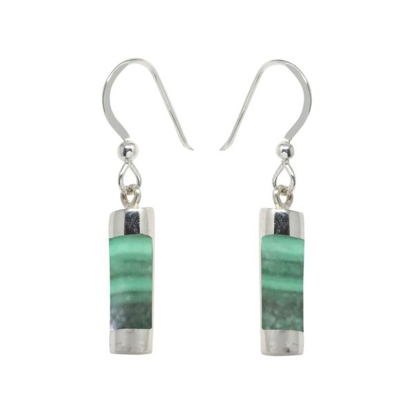 Silver Malachite Drop Earrings