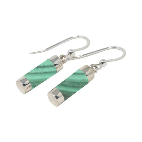 Silver Malachite Drop Earrings