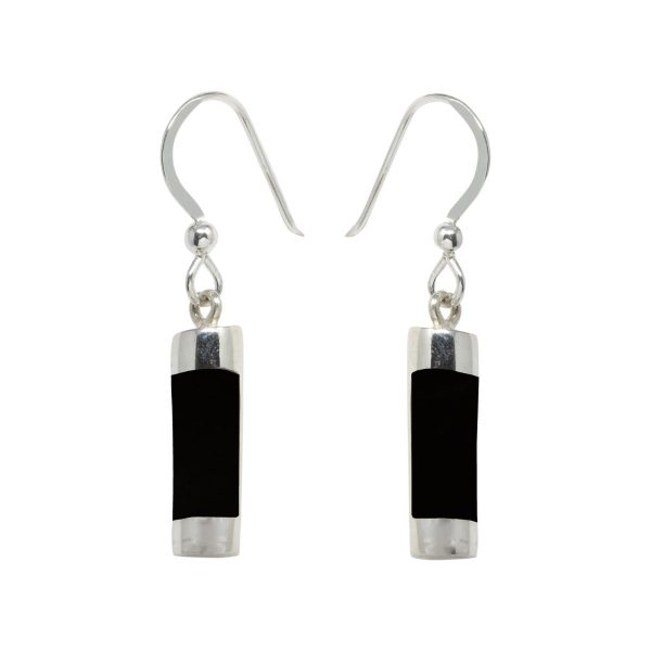 Silver Whitby Jet Drop Earrings