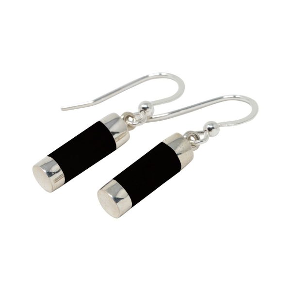 Silver Whitby Jet Drop Earrings