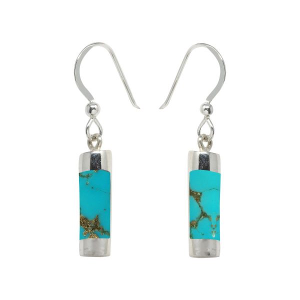 White Gold Turquoise Drop Earrings