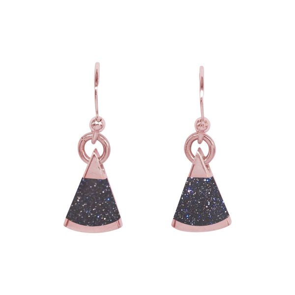 Rose Gold Blue Goldstone Drop Earrings