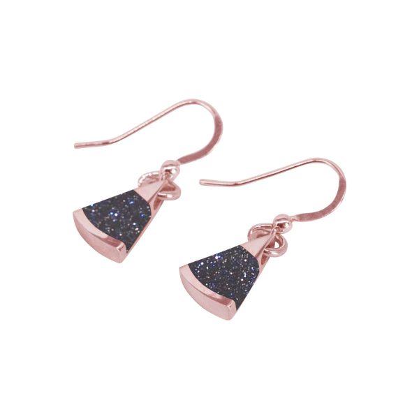 Rose Gold Blue Goldstone Drop Earrings