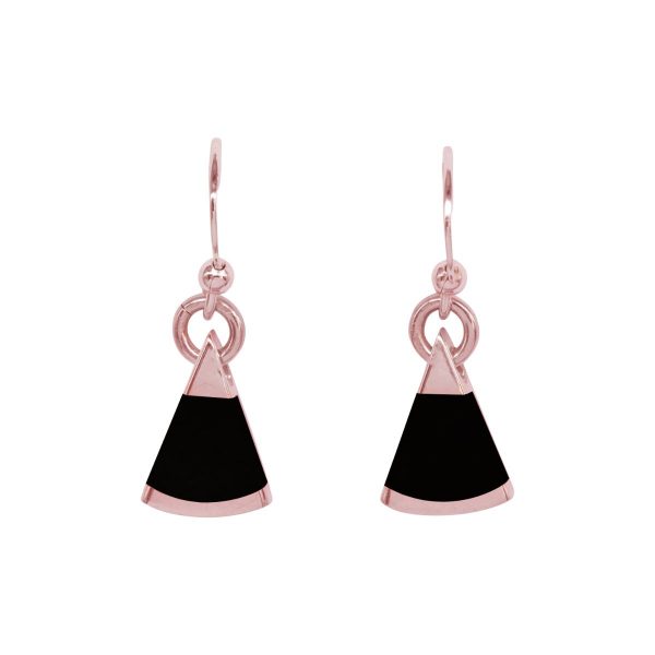 Rose Gold Whitby Jet Drop Earrings