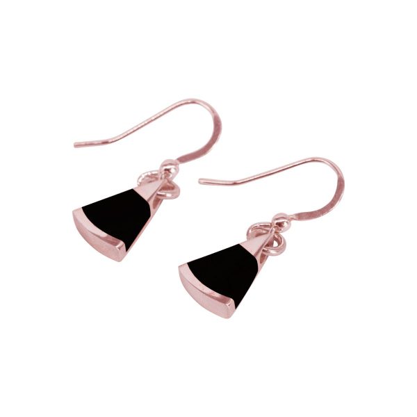 Rose Gold Whitby Jet Drop Earrings