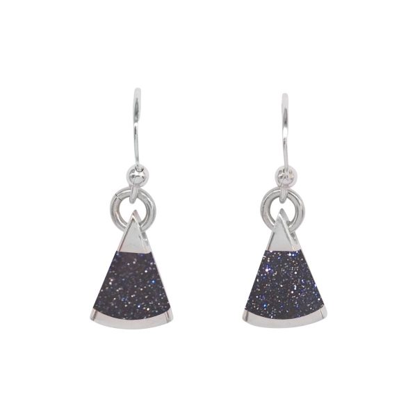 Silver Blue Goldstone Drop Earrings