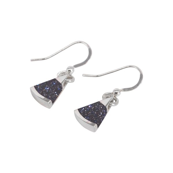 Silver Blue Goldstone Drop Earrings