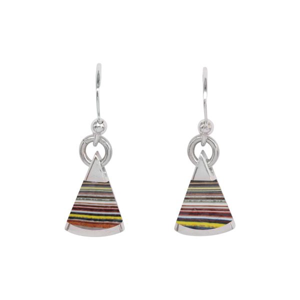 Silver Fordite Drop Earrings