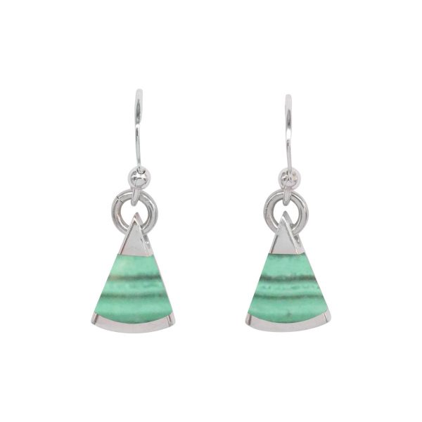 Silver Malachite Drop Earrings