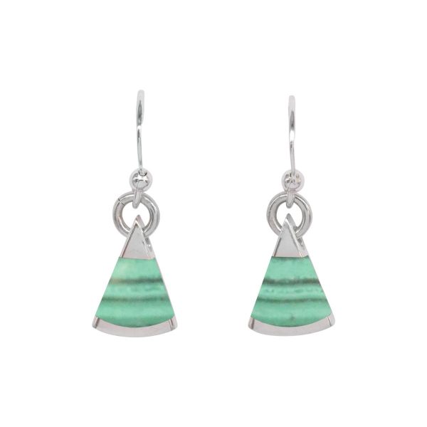 Silver Malachite Drop Earrings