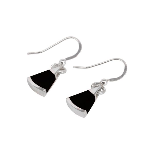 Silver Whitby Jet Drop Earrings