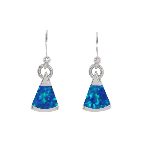 White Gold Cobalt Blue Opalite Drop Earrings