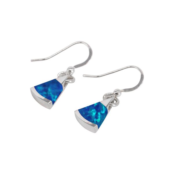 White Gold Cobalt Blue Opalite Drop Earrings