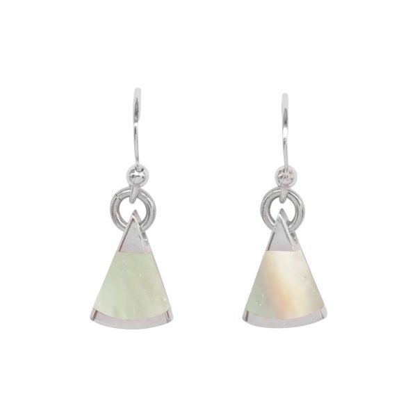 White Gold Mother of Pearl Drop Earrings