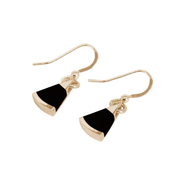 Gold Whitby Jet Drop Earrings