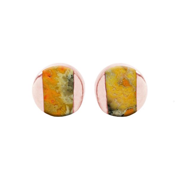 Rose Gold Bumblebee Jasper Stud Earrings