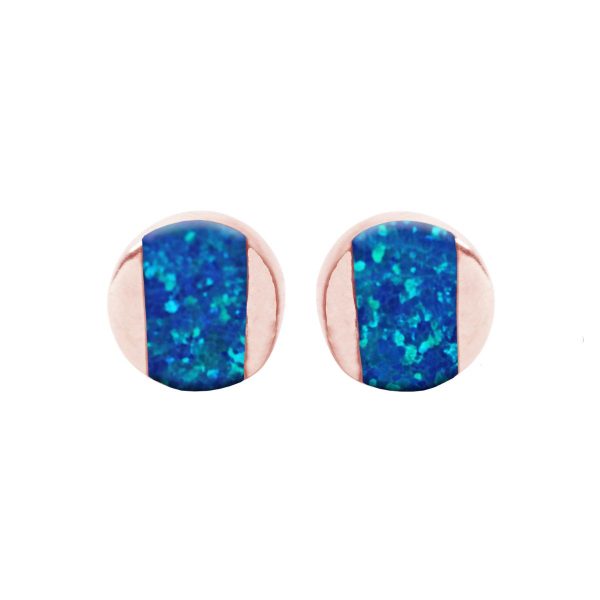 Rose Gold Cobalt Blue Opalite Stud Earrings