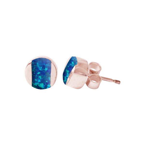 Rose Gold Blue Cobalt Opalite Stud Earrings