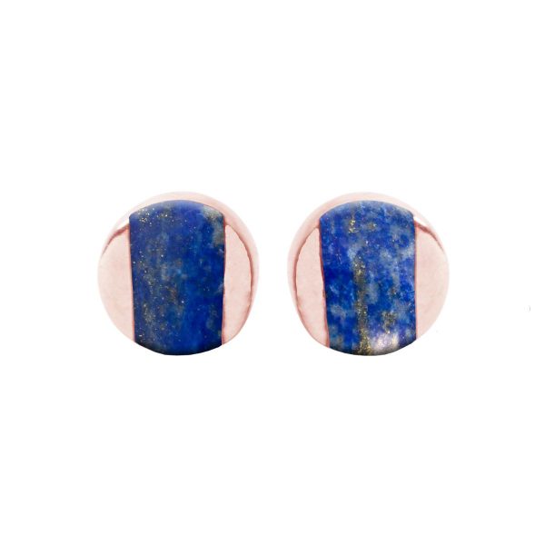 Rose Gold Lapis Stud Earrings