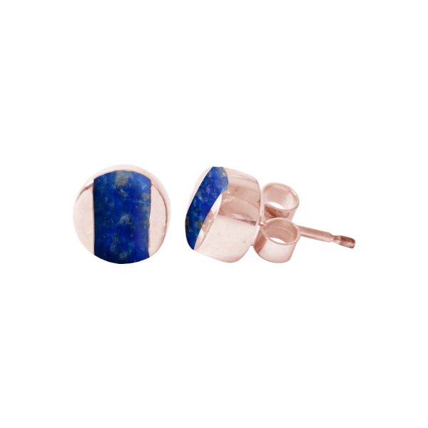 Rose Gold Lapis Stud Earrings