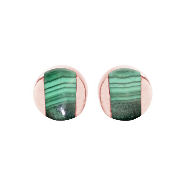 Rose Gold Malachite Stud Earrings