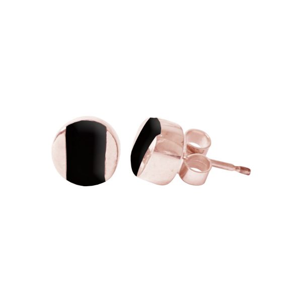 Rose Gold Whitby Jet Stud Earrings